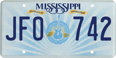 MS license plate JFO742