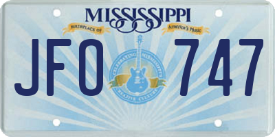 MS license plate JFO747