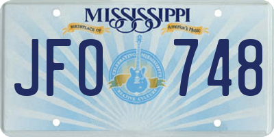 MS license plate JFO748