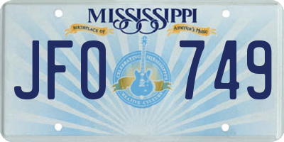 MS license plate JFO749