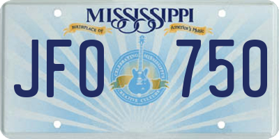 MS license plate JFO750