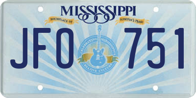 MS license plate JFO751