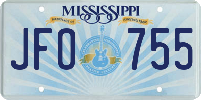 MS license plate JFO755