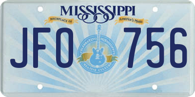 MS license plate JFO756