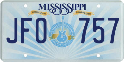 MS license plate JFO757