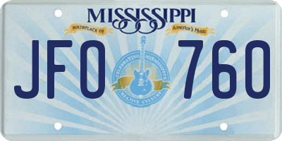 MS license plate JFO760