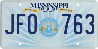 MS license plate JFO763