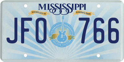 MS license plate JFO766
