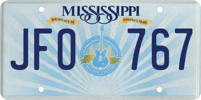 MS license plate JFO767