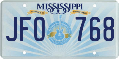 MS license plate JFO768