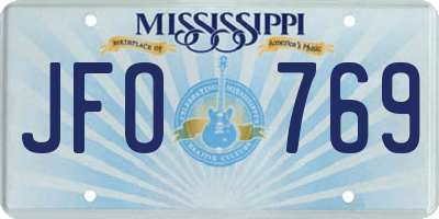 MS license plate JFO769
