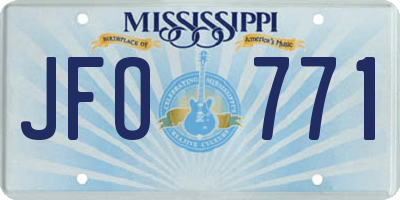 MS license plate JFO771
