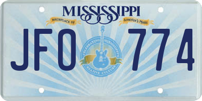 MS license plate JFO774