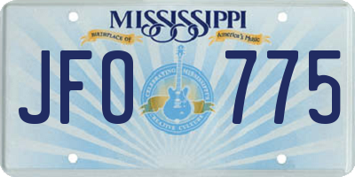 MS license plate JFO775