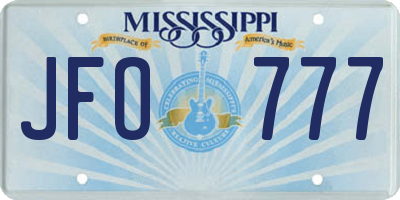 MS license plate JFO777