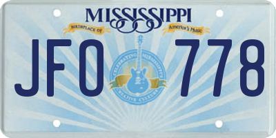 MS license plate JFO778