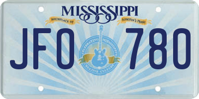 MS license plate JFO780