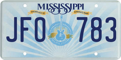 MS license plate JFO783