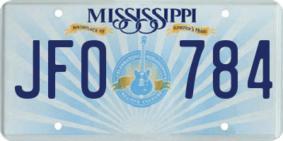 MS license plate JFO784