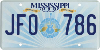 MS license plate JFO786