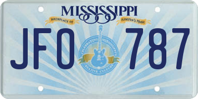 MS license plate JFO787