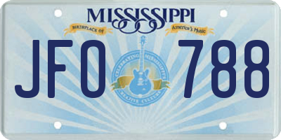 MS license plate JFO788