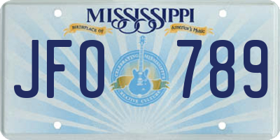 MS license plate JFO789