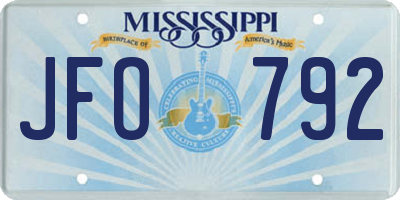 MS license plate JFO792
