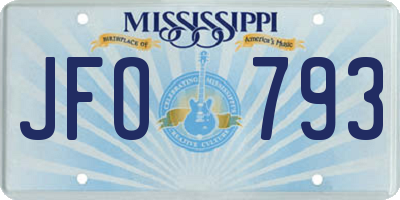 MS license plate JFO793