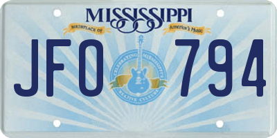 MS license plate JFO794