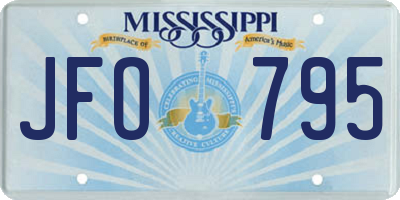 MS license plate JFO795