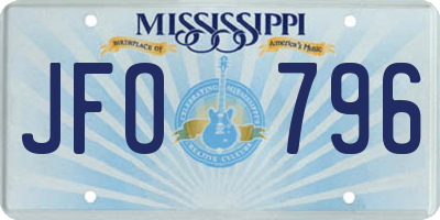 MS license plate JFO796