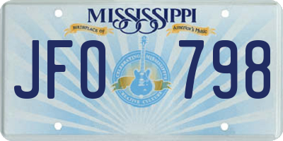 MS license plate JFO798