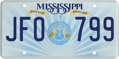 MS license plate JFO799