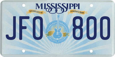 MS license plate JFO800