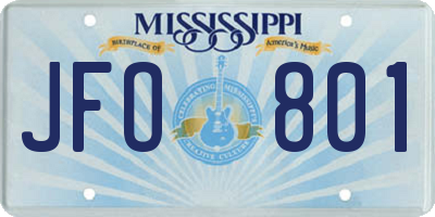 MS license plate JFO801