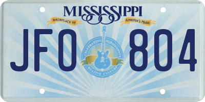 MS license plate JFO804