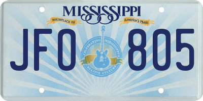 MS license plate JFO805