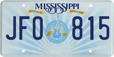 MS license plate JFO815