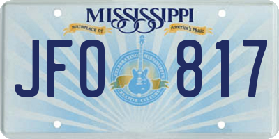 MS license plate JFO817