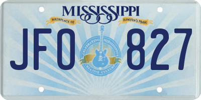 MS license plate JFO827