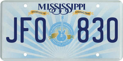 MS license plate JFO830