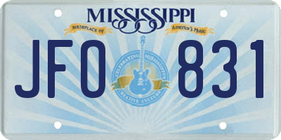 MS license plate JFO831