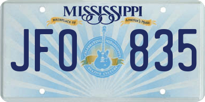 MS license plate JFO835