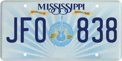 MS license plate JFO838