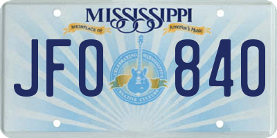 MS license plate JFO840