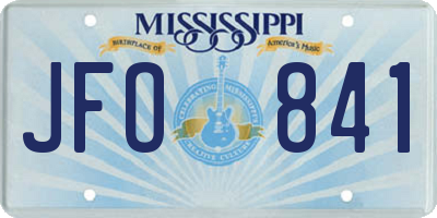 MS license plate JFO841