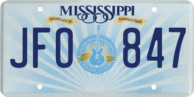 MS license plate JFO847