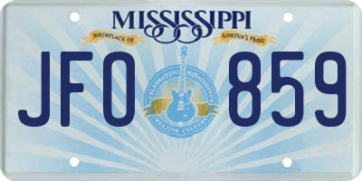 MS license plate JFO859