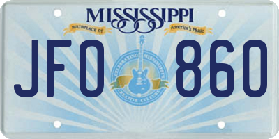 MS license plate JFO860